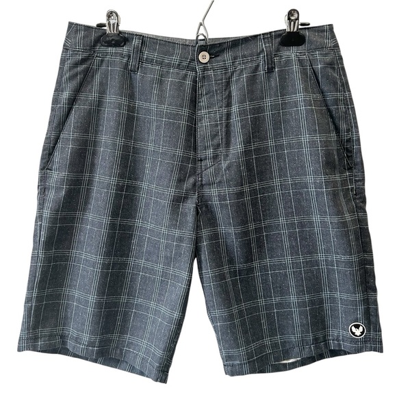 Hurley Men's Hybrid Board Shorts Flat Front Casual Grey Plaid Size 31 - Picture 1 of 16